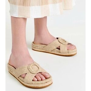 Castaner Beige Raffia Woven Sandals